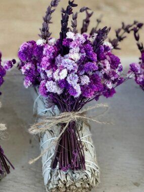 White Sage with Dried Lavender & Purple Flowers